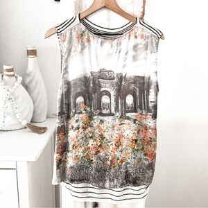 M.Rena Sleeveless Graphic Multicolor Tunic Top Size Large